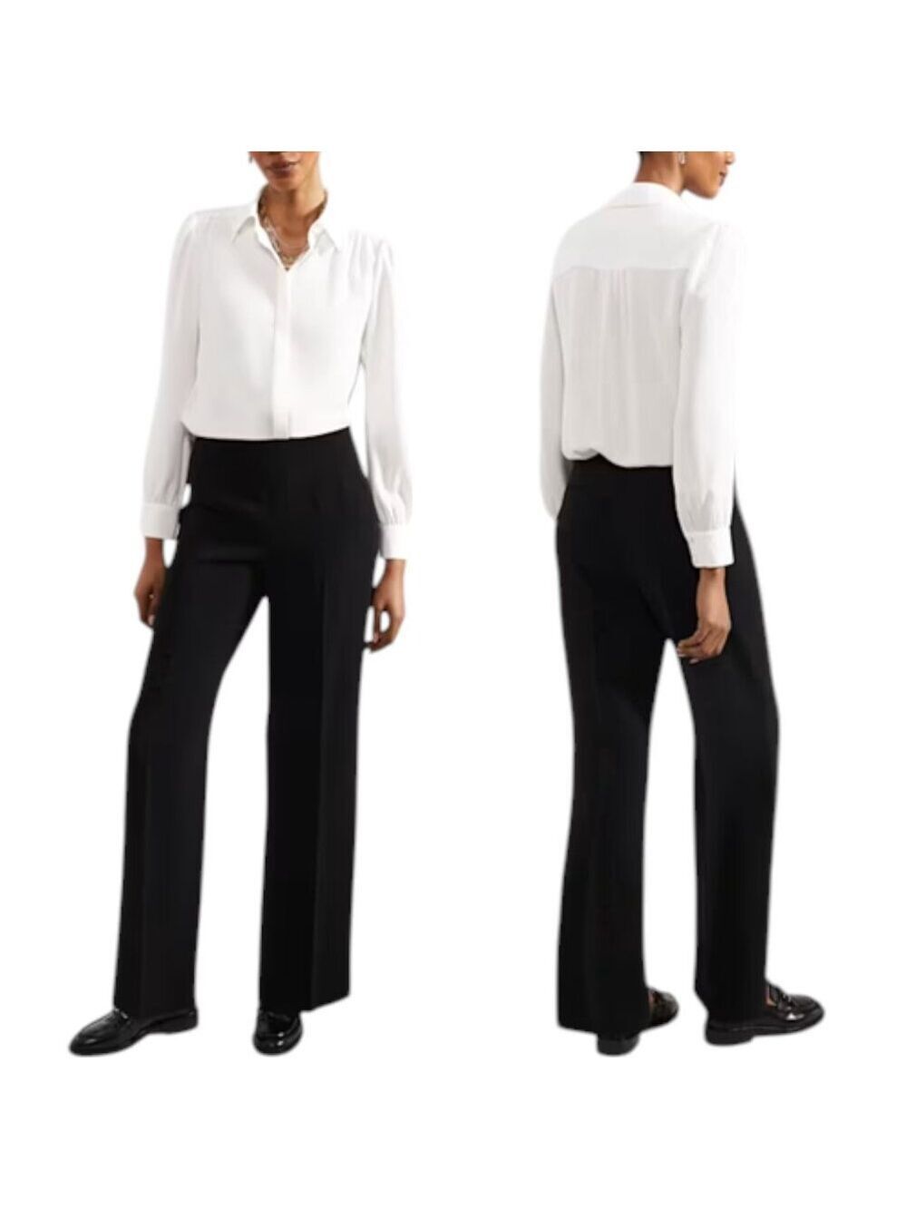 Hobbs London Wide Leg Vanessa Crepe Trousers - Black - 12 US/16 UK